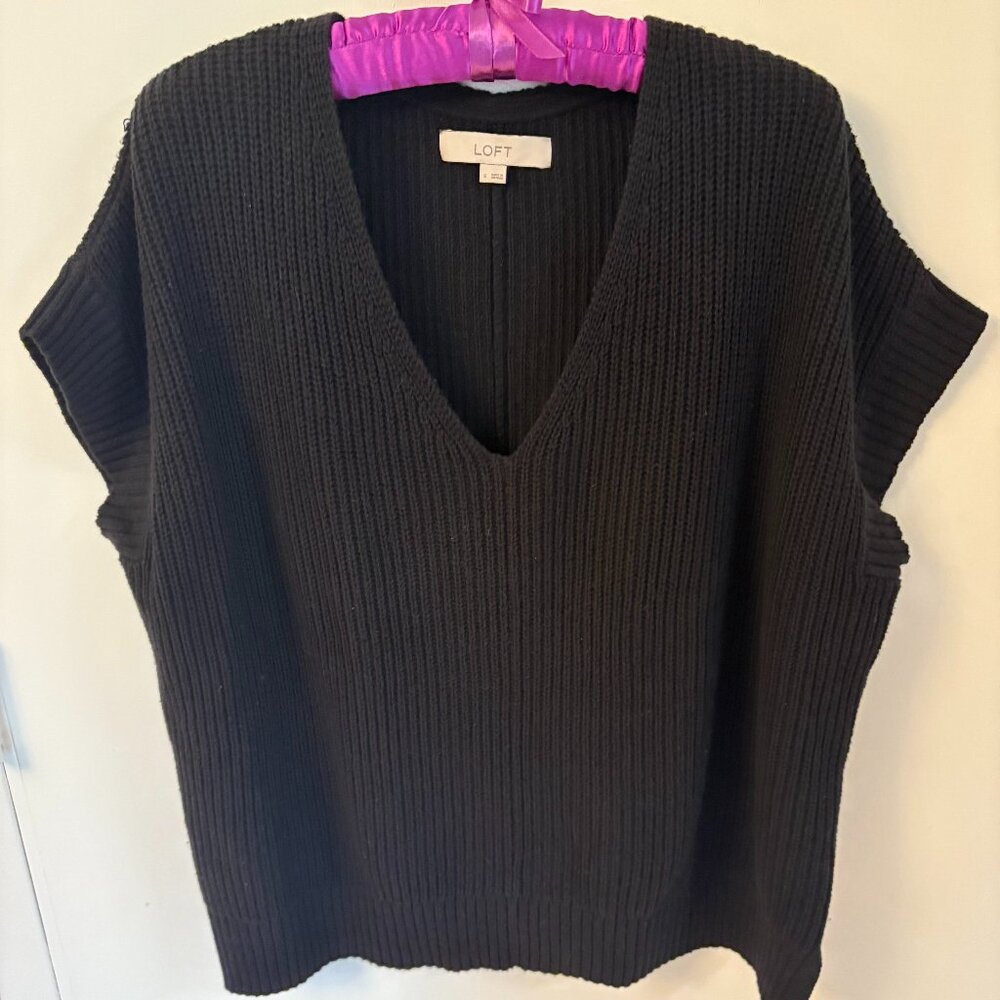 Loft Black Baggy Knit Sleeveless Blouse